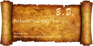 Bolváry Dóra névjegykártya